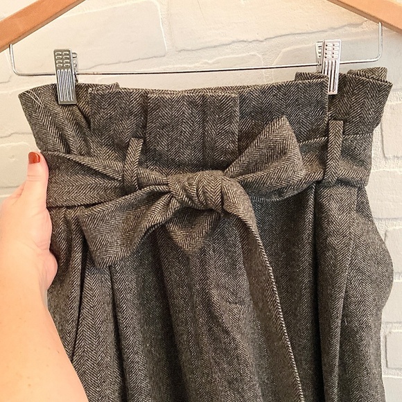 COS Dress Pants Herringbone Gray High waist Wide leg Parachute Darted Wool 4 - Picture 12 of 14